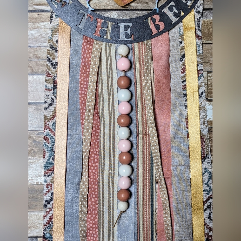 Keeper of the Bees Metal Boho Wall Hanging W Wooden Beads - Picture 4 of 6